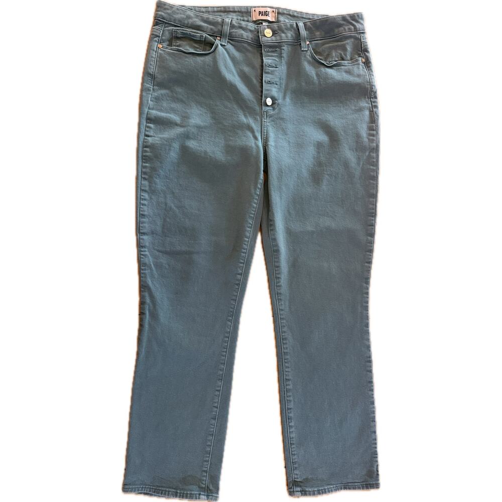 PAIGE Cindy Jeans Womens Size 32 Teal‎ Green Slim Straight Mid Rise Stretch